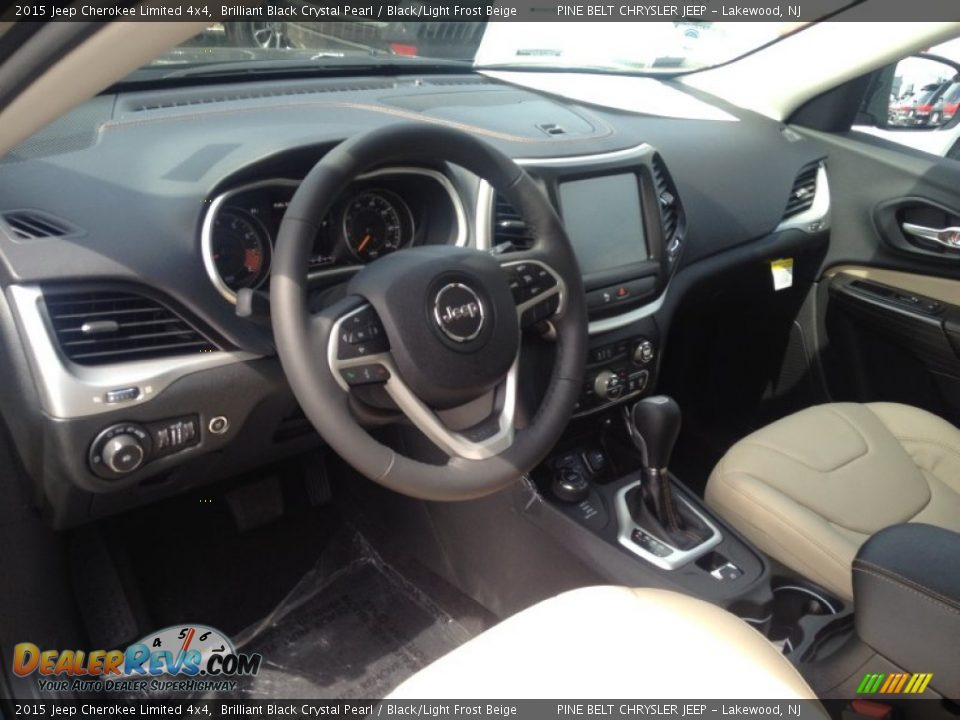 2015 Jeep Cherokee Limited 4x4 Brilliant Black Crystal Pearl / Black/Light Frost Beige Photo #7