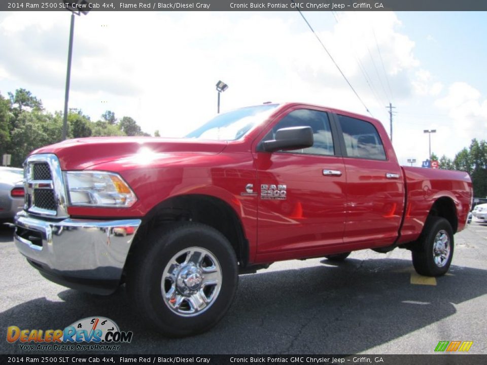 2014 Ram 2500 SLT Crew Cab 4x4 Flame Red / Black/Diesel Gray Photo #3