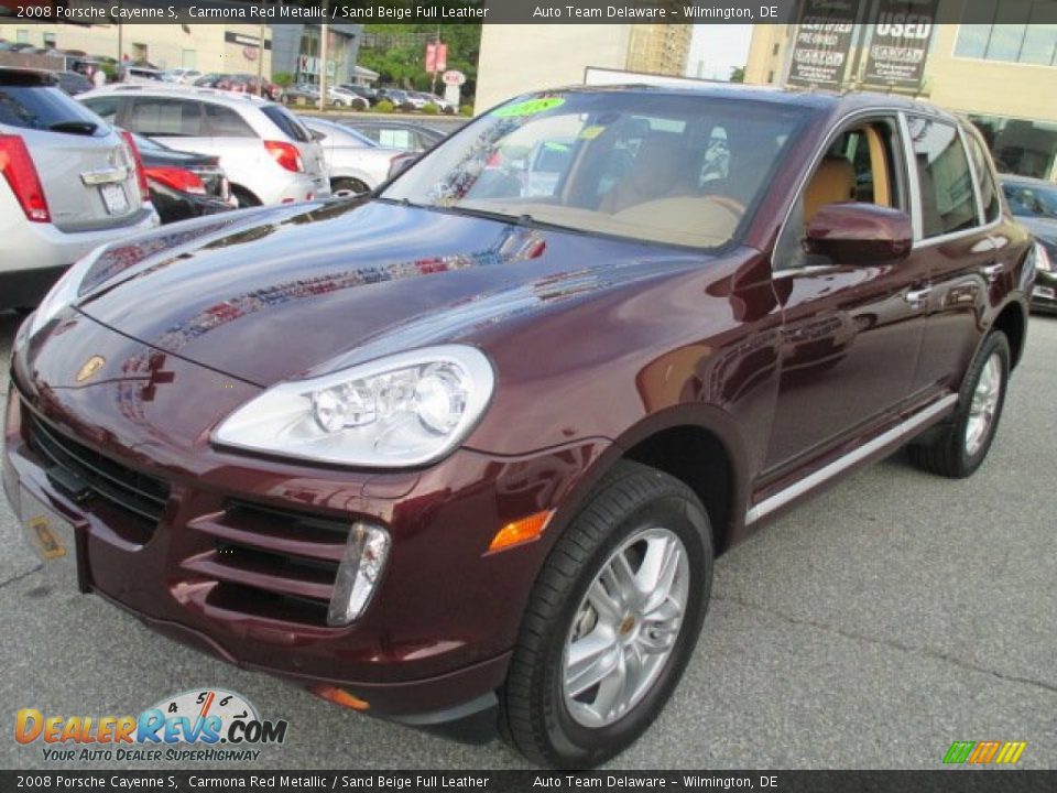 2008 Porsche Cayenne S Carmona Red Metallic / Sand Beige Full Leather Photo #2