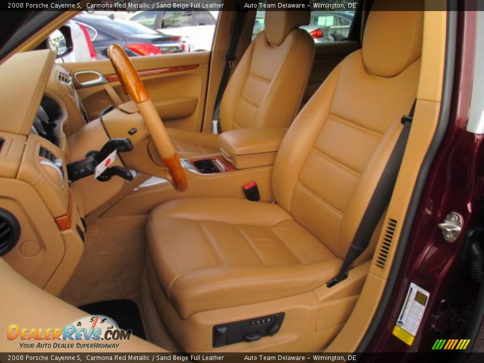 2008 Porsche Cayenne S Carmona Red Metallic / Sand Beige Full Leather Photo #10