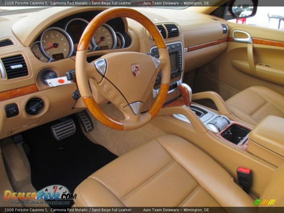 2008 Porsche Cayenne S Carmona Red Metallic / Sand Beige Full Leather Photo #11