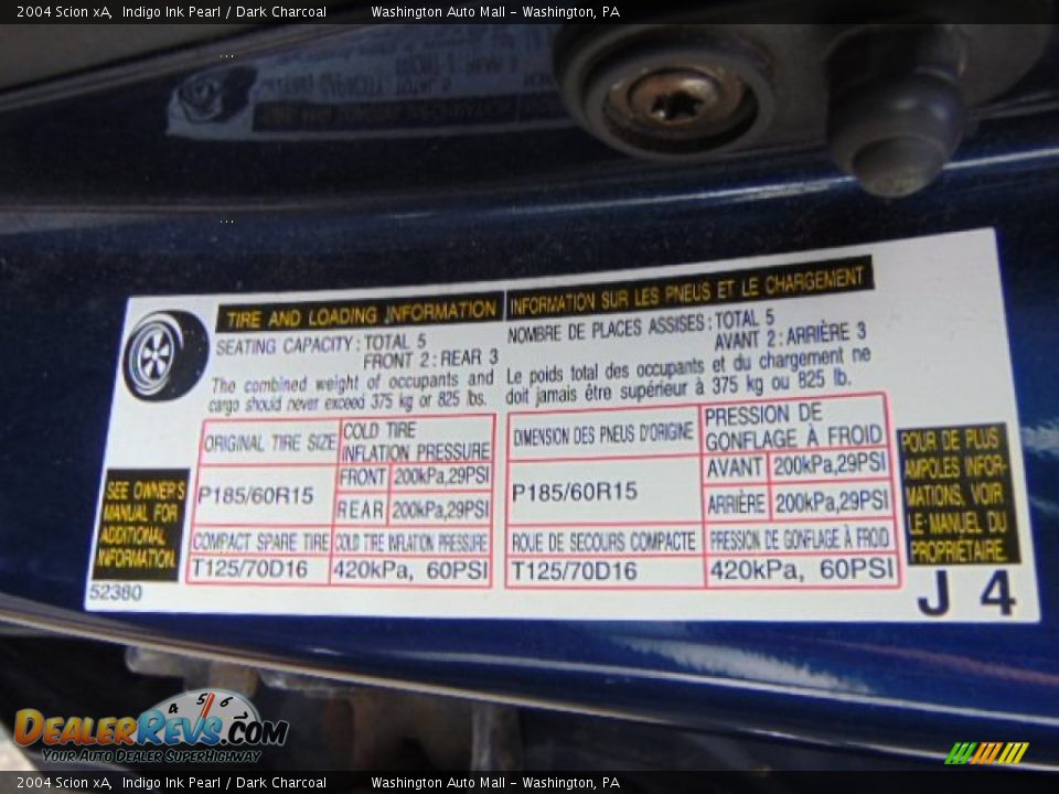 2004 Scion xA Indigo Ink Pearl / Dark Charcoal Photo #18
