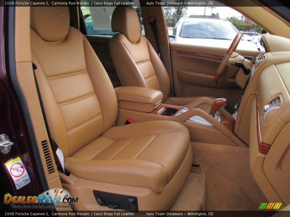 2008 Porsche Cayenne S Carmona Red Metallic / Sand Beige Full Leather Photo #18