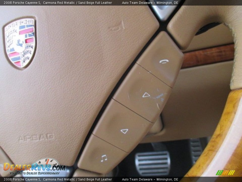 2008 Porsche Cayenne S Carmona Red Metallic / Sand Beige Full Leather Photo #36