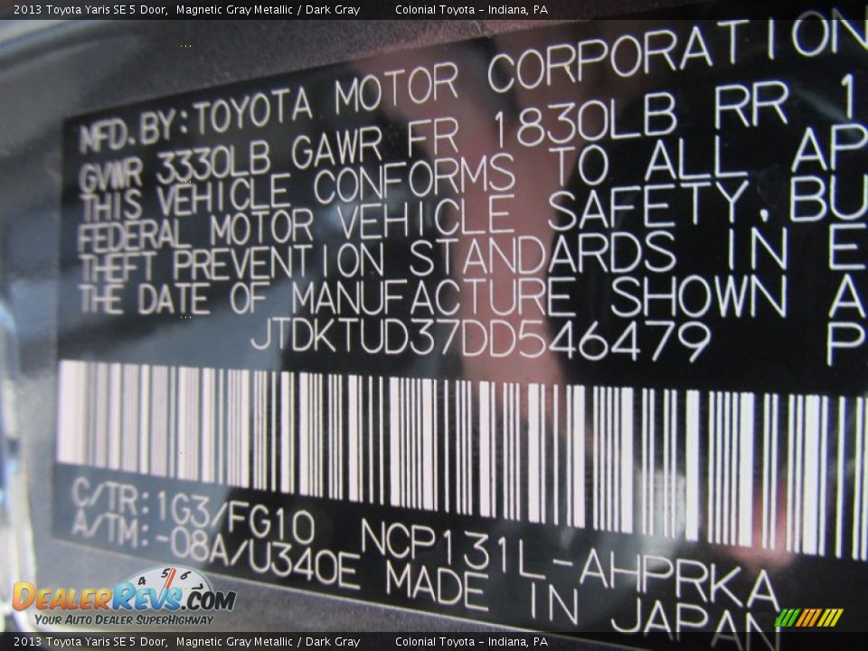 2013 Toyota Yaris SE 5 Door Magnetic Gray Metallic / Dark Gray Photo #19