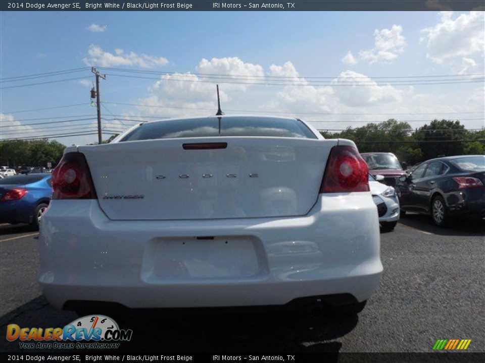2014 Dodge Avenger SE Bright White / Black/Light Frost Beige Photo #9