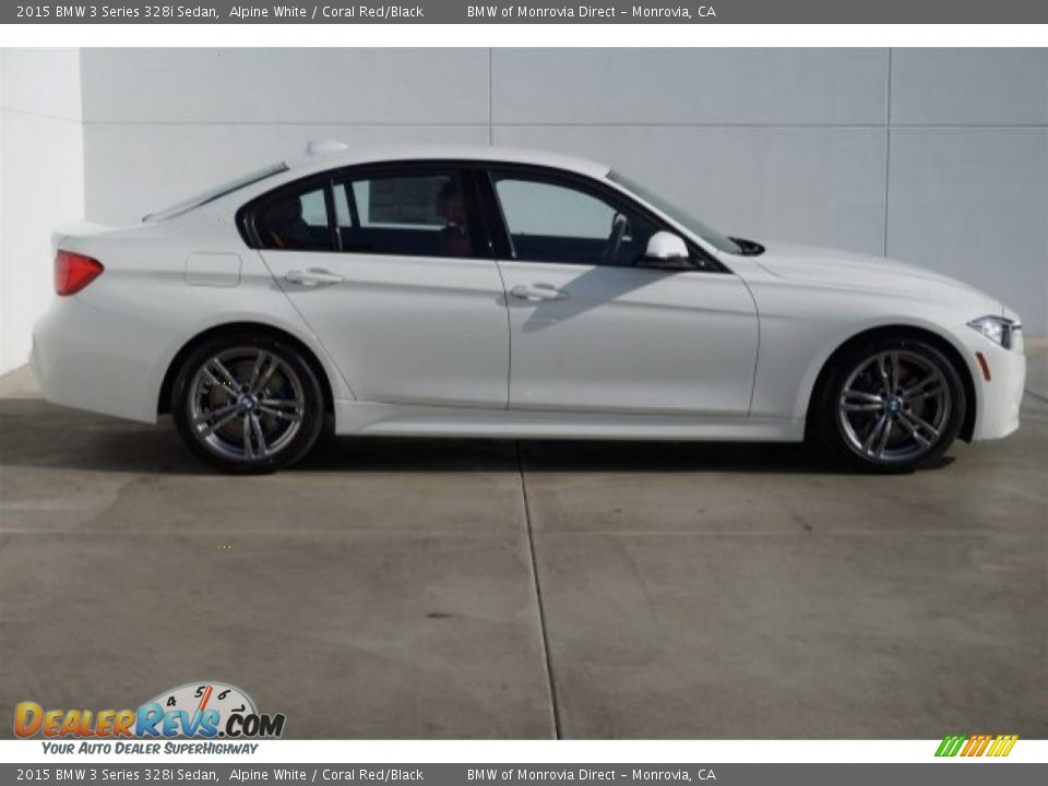 2015 BMW 3 Series 328i Sedan Alpine White / Coral Red/Black Photo #2