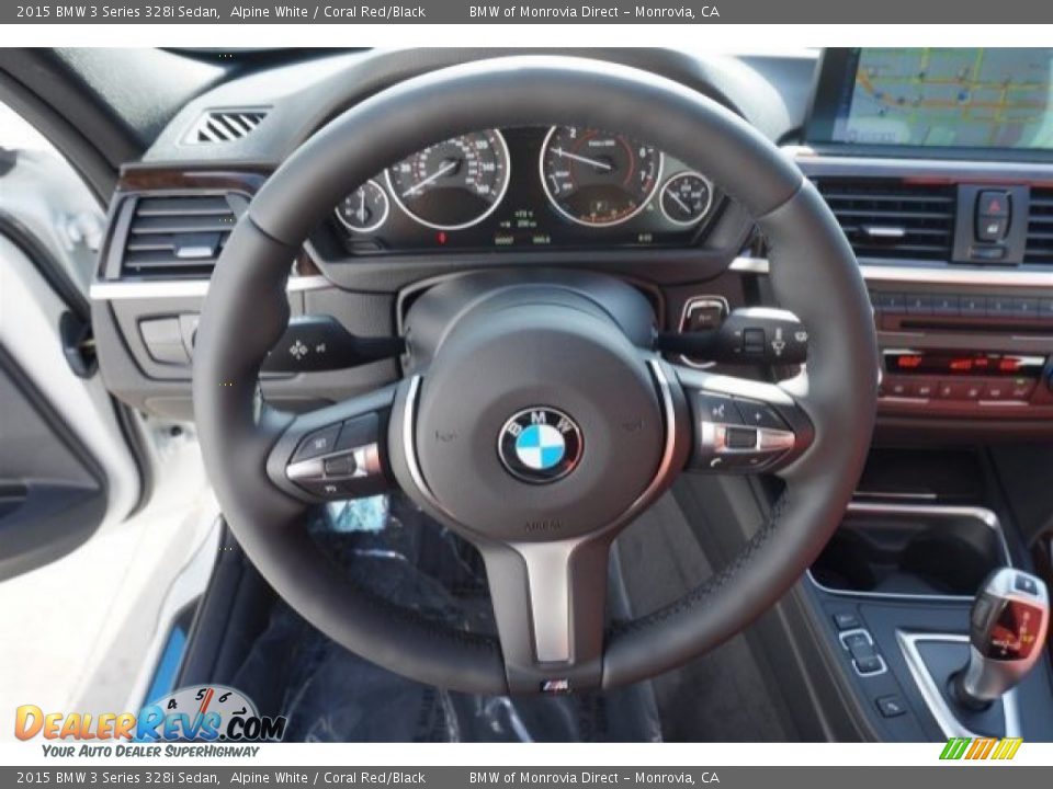 2015 BMW 3 Series 328i Sedan Alpine White / Coral Red/Black Photo #9
