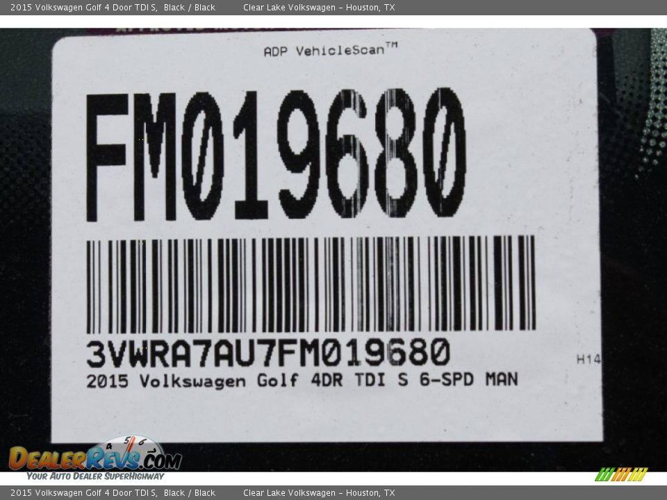 2015 Volkswagen Golf 4 Door TDI S Black / Black Photo #24