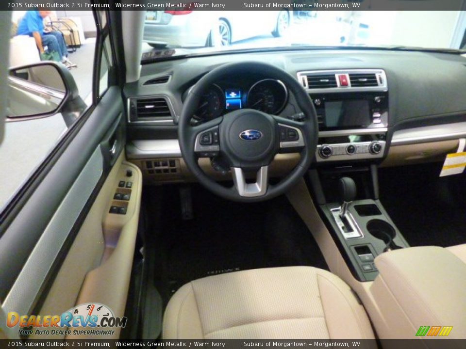 2015 Subaru Outback 2.5i Premium Wilderness Green Metallic / Warm Ivory Photo #13
