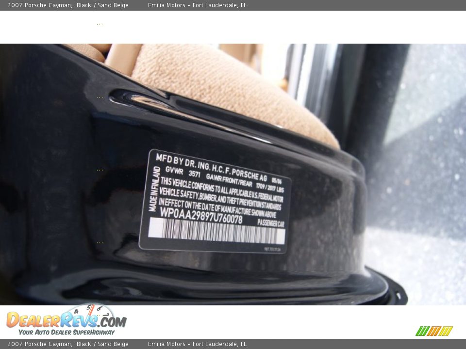 2007 Porsche Cayman Black / Sand Beige Photo #29
