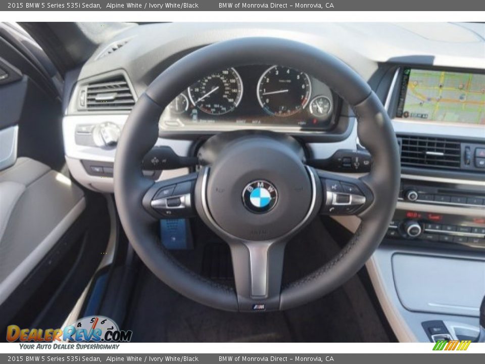 2015 BMW 5 Series 535i Sedan Alpine White / Ivory White/Black Photo #9