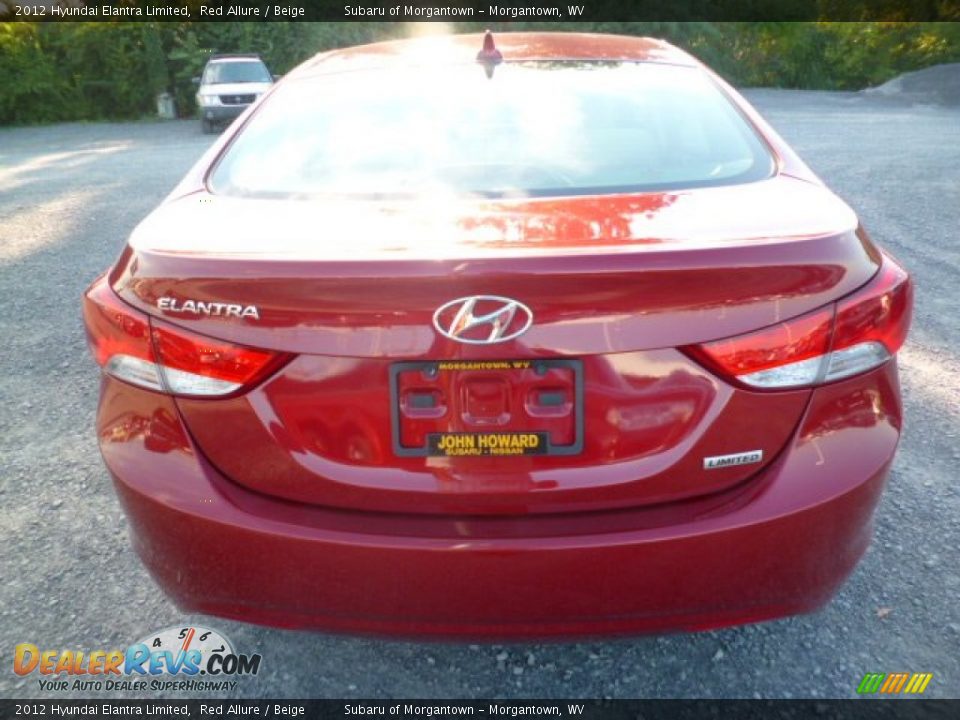 2012 Hyundai Elantra Limited Red Allure / Beige Photo #10