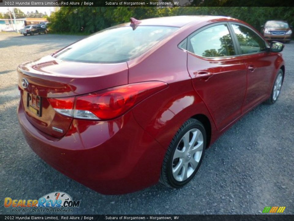 2012 Hyundai Elantra Limited Red Allure / Beige Photo #11