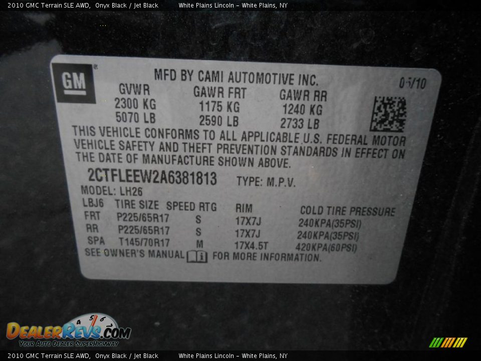 2010 GMC Terrain SLE AWD Onyx Black / Jet Black Photo #22