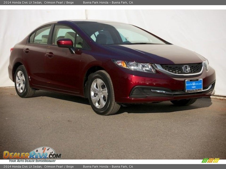 2014 Honda Civic LX Sedan Crimson Pearl / Beige Photo #1
