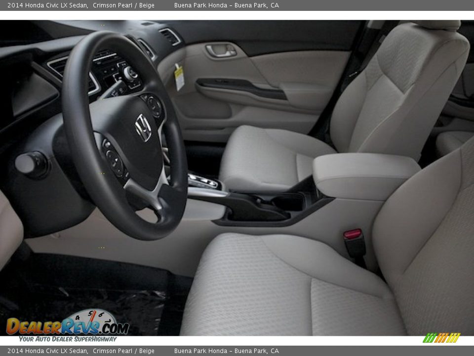 2014 Honda Civic LX Sedan Crimson Pearl / Beige Photo #10
