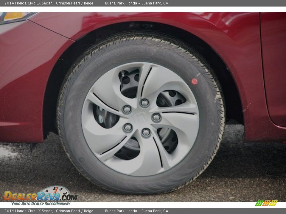 2014 Honda Civic LX Sedan Crimson Pearl / Beige Photo #7