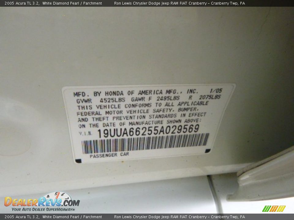 2005 Acura TL 3.2 White Diamond Pearl / Parchment Photo #20