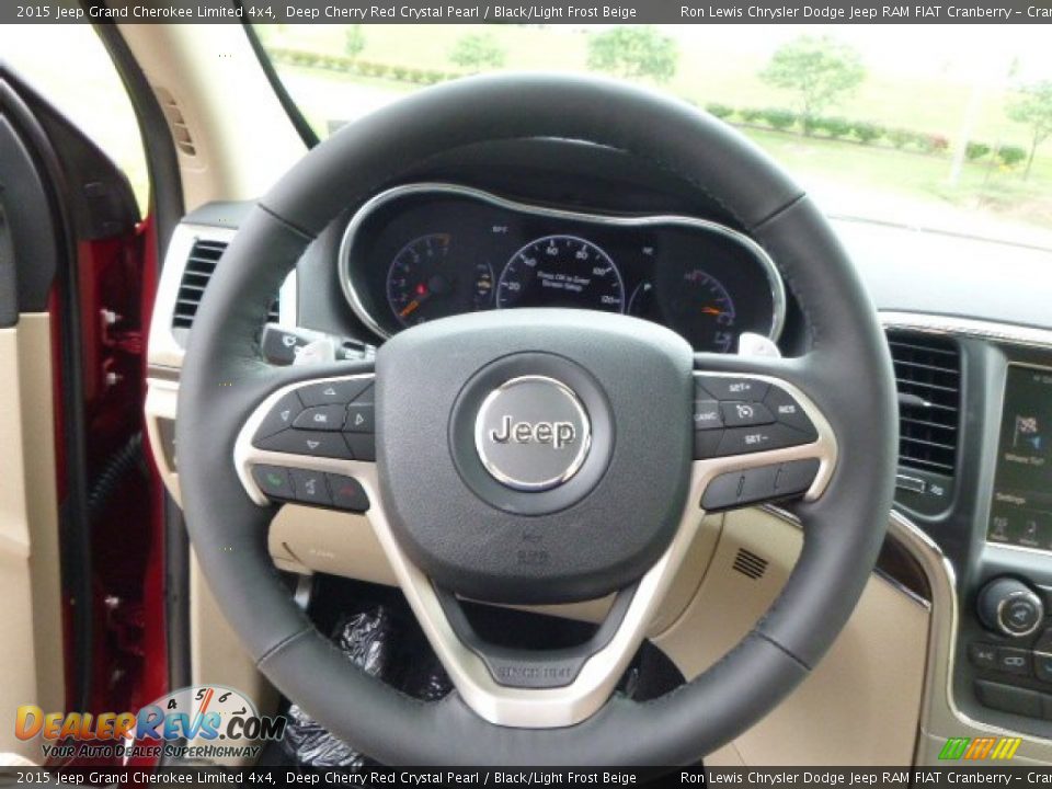 2015 Jeep Grand Cherokee Limited 4x4 Deep Cherry Red Crystal Pearl / Black/Light Frost Beige Photo #19