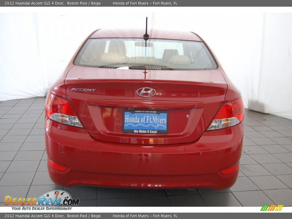 2012 Hyundai Accent GLS 4 Door Boston Red / Beige Photo #7