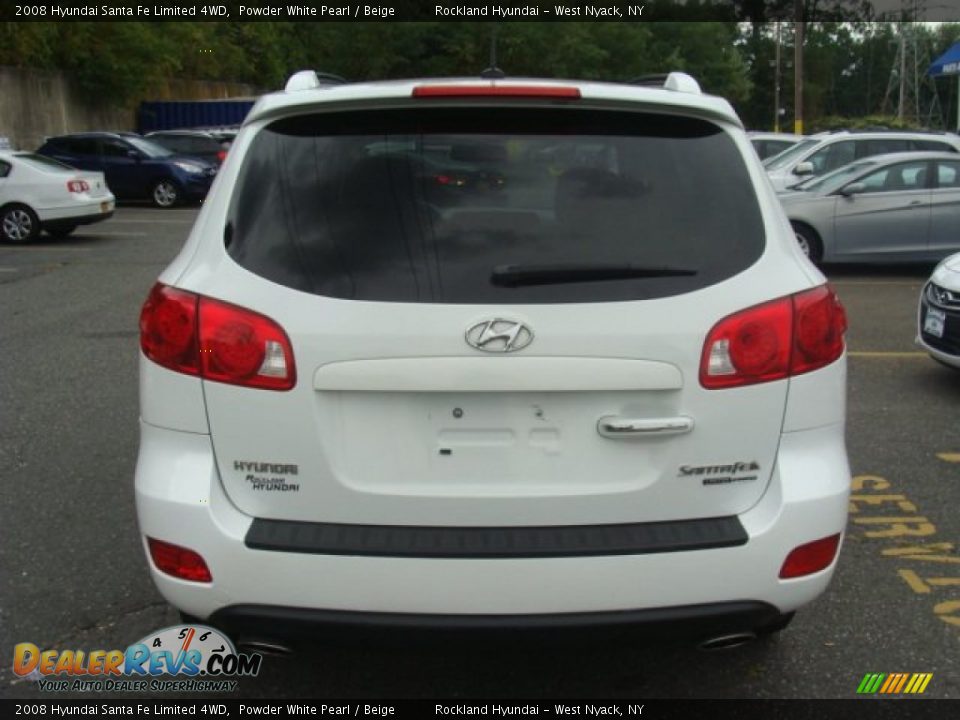 2008 Hyundai Santa Fe Limited 4WD Powder White Pearl / Beige Photo #5