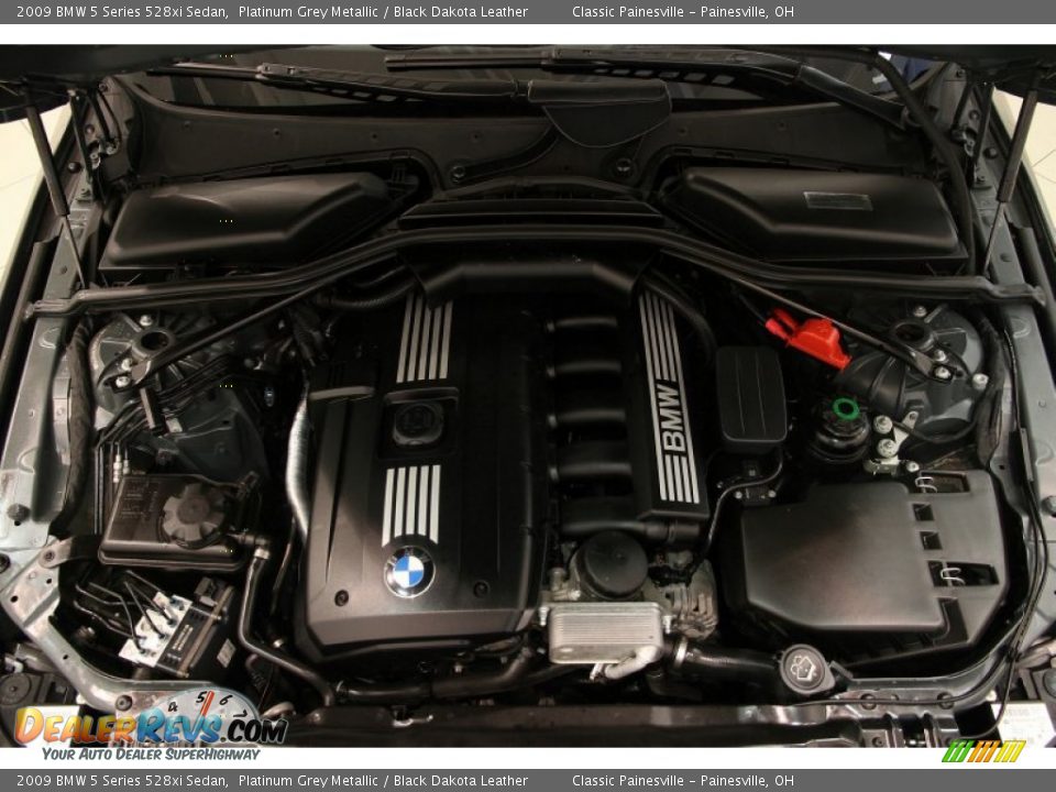 2009 BMW 5 Series 528xi Sedan Platinum Grey Metallic / Black Dakota Leather Photo #24