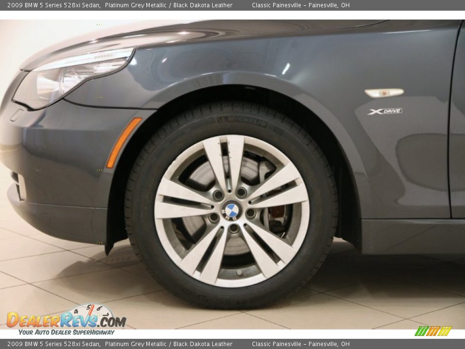 2009 BMW 5 Series 528xi Sedan Platinum Grey Metallic / Black Dakota Leather Photo #25