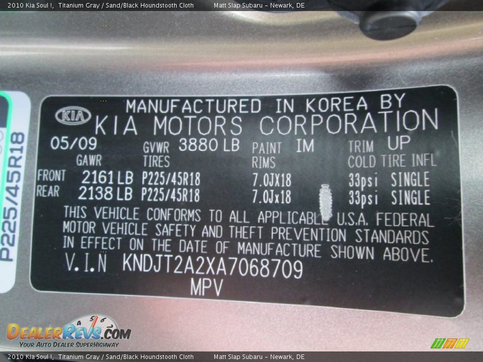 2010 Kia Soul ! Titanium Gray / Sand/Black Houndstooth Cloth Photo #30