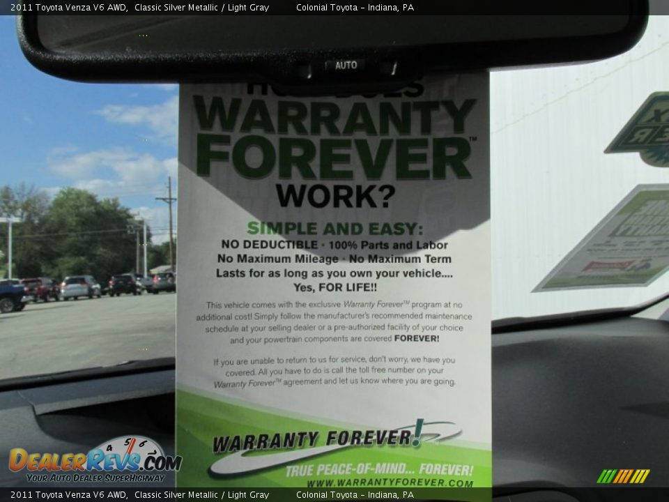 2011 Toyota Venza V6 AWD Classic Silver Metallic / Light Gray Photo #18