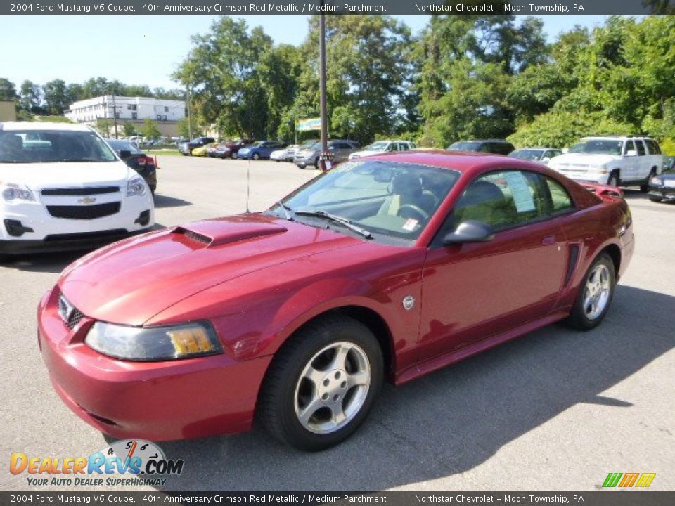 2004 Ford Mustang V6 Coupe 40th Anniversary Crimson Red Metallic / Medium Parchment Photo #1