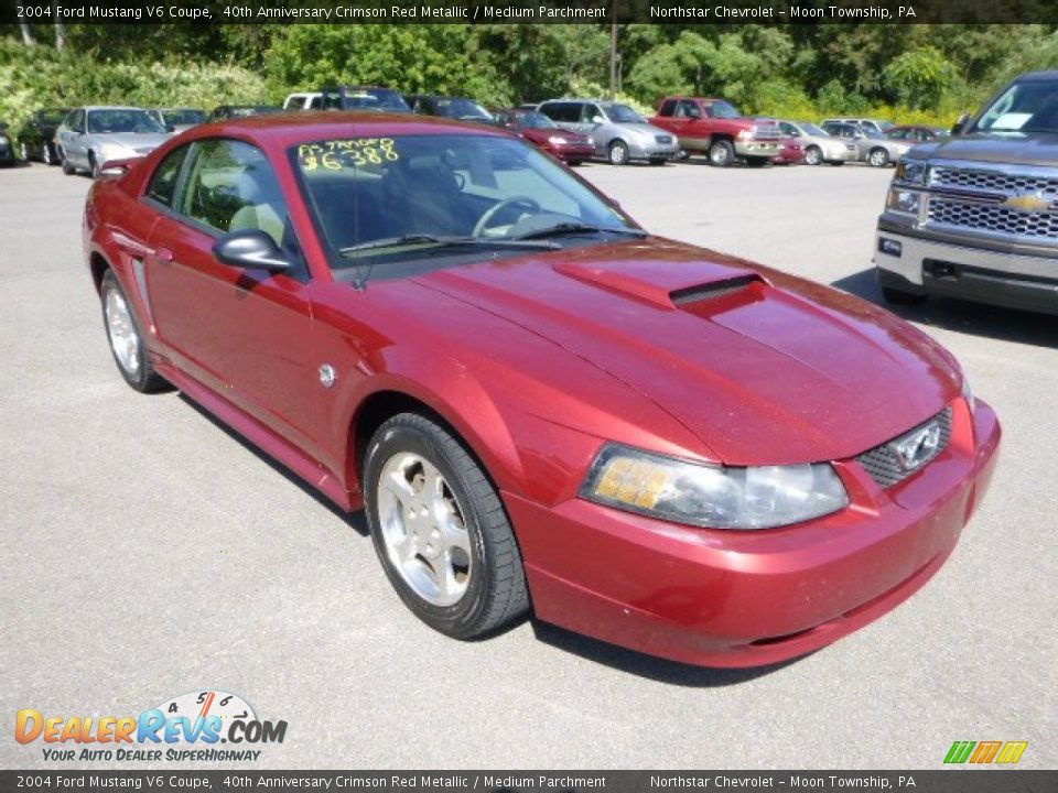 2004 Ford Mustang V6 Coupe 40th Anniversary Crimson Red Metallic / Medium Parchment Photo #5