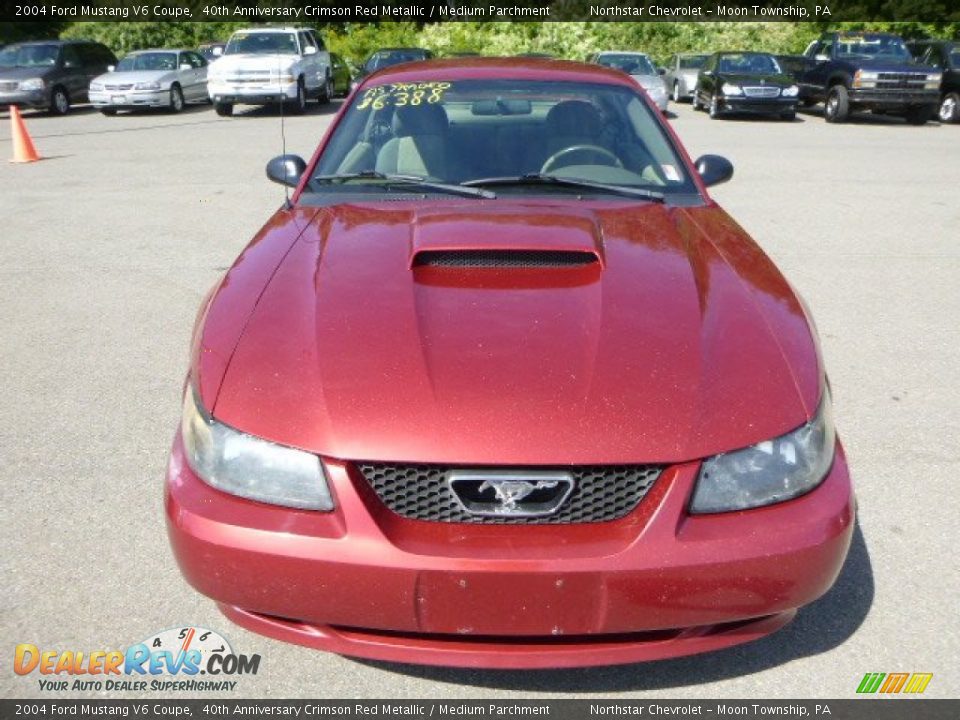 2004 Ford Mustang V6 Coupe 40th Anniversary Crimson Red Metallic / Medium Parchment Photo #6