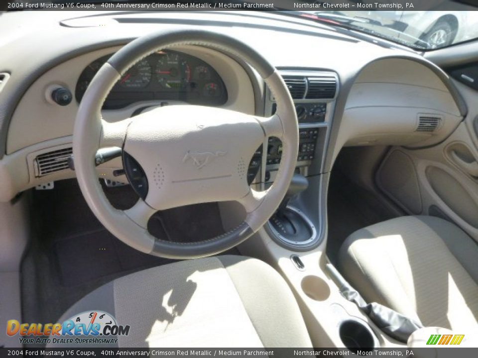 2004 Ford Mustang V6 Coupe 40th Anniversary Crimson Red Metallic / Medium Parchment Photo #10