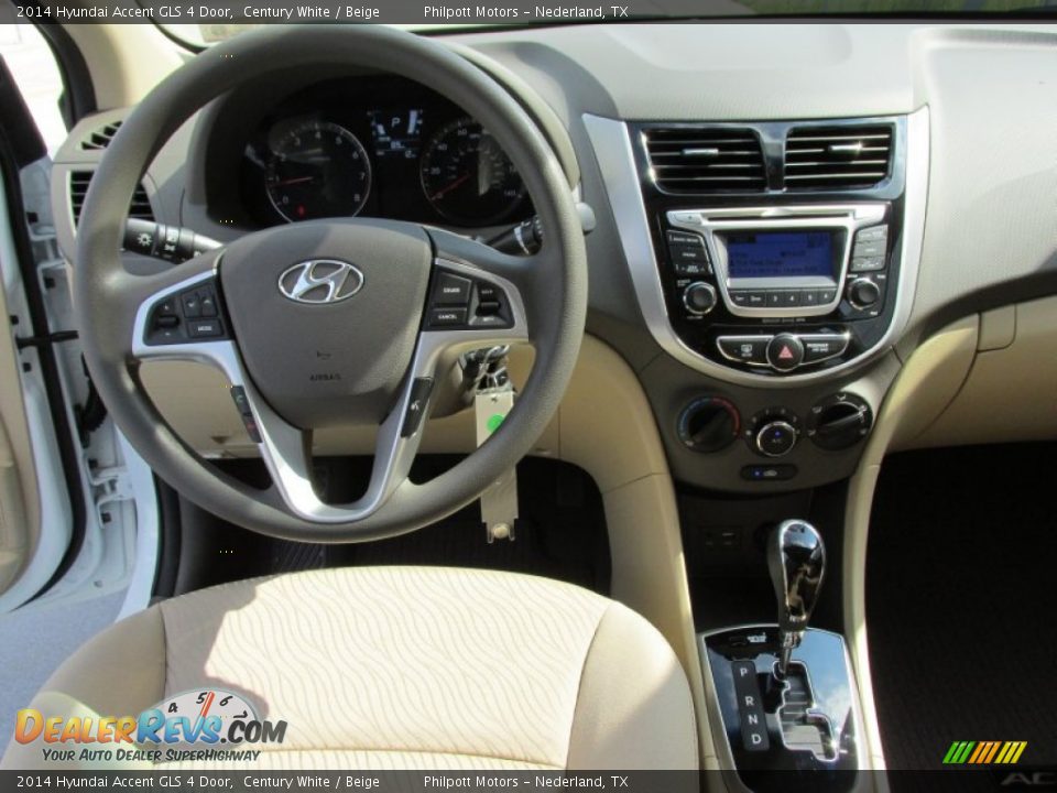 2014 Hyundai Accent GLS 4 Door Century White / Beige Photo #24
