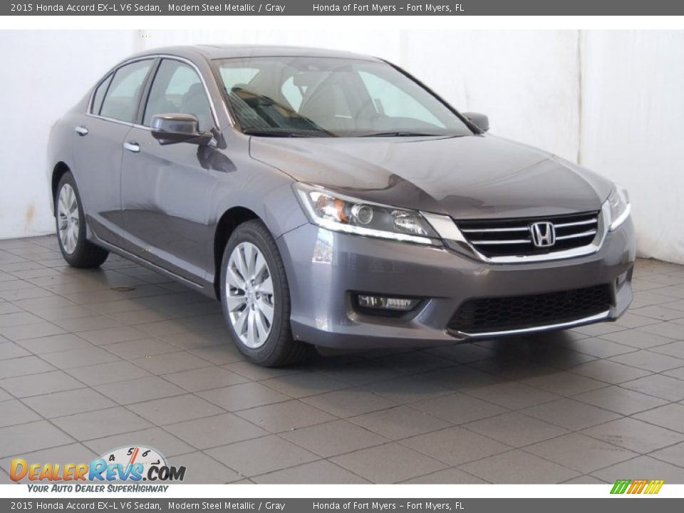 2015 Honda Accord EX-L V6 Sedan Modern Steel Metallic / Gray Photo #1