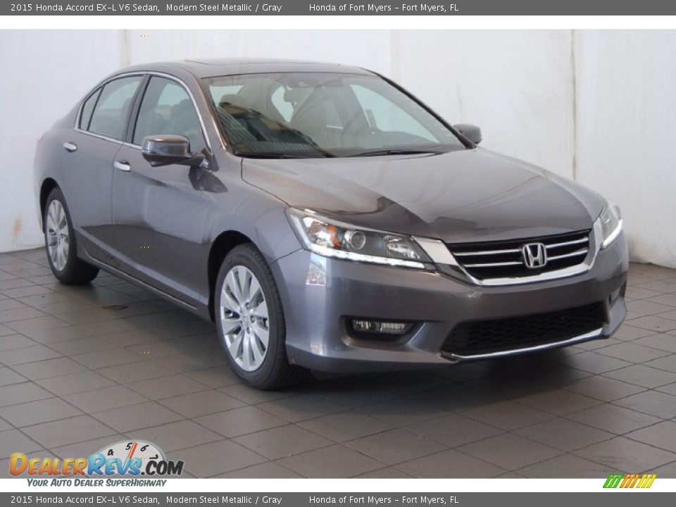 2015 Honda Accord EX-L V6 Sedan Modern Steel Metallic / Gray Photo #2