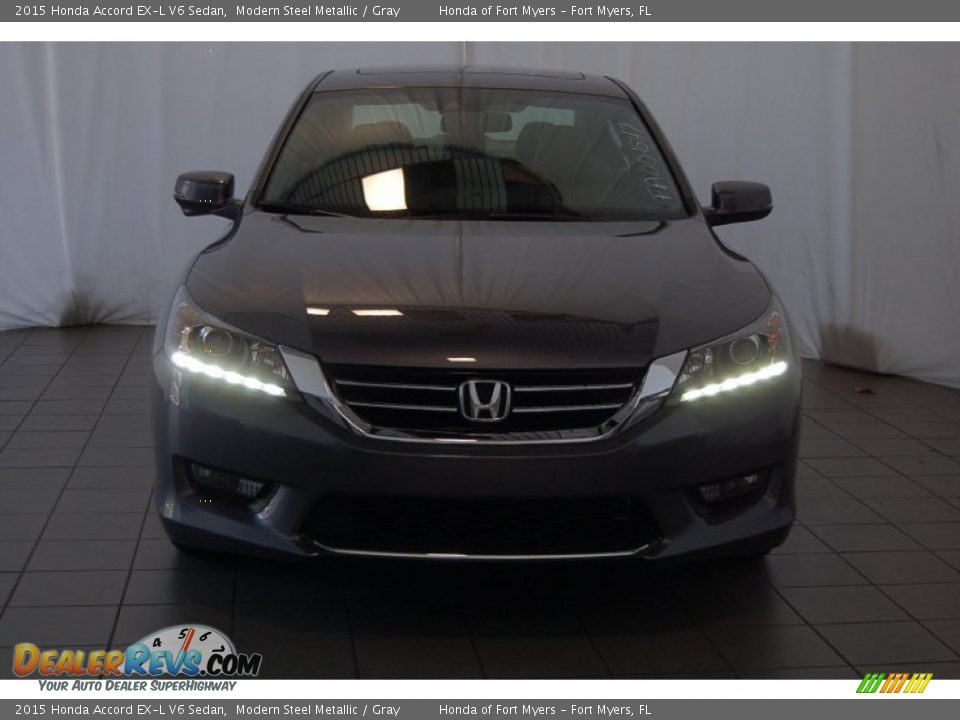 2015 Honda Accord EX-L V6 Sedan Modern Steel Metallic / Gray Photo #3