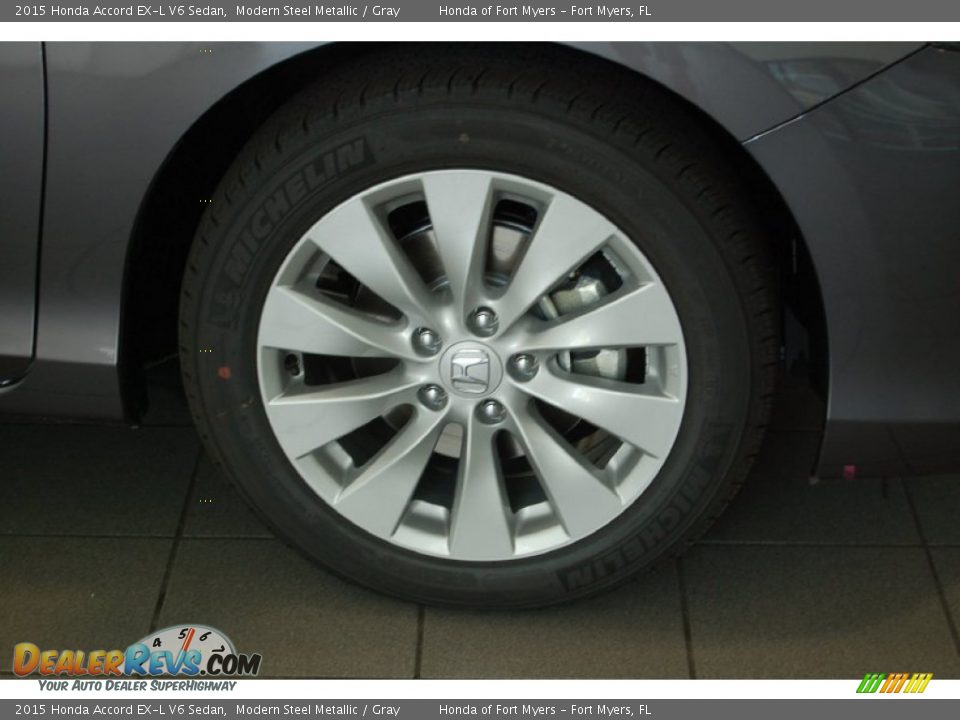 2015 Honda Accord EX-L V6 Sedan Modern Steel Metallic / Gray Photo #4