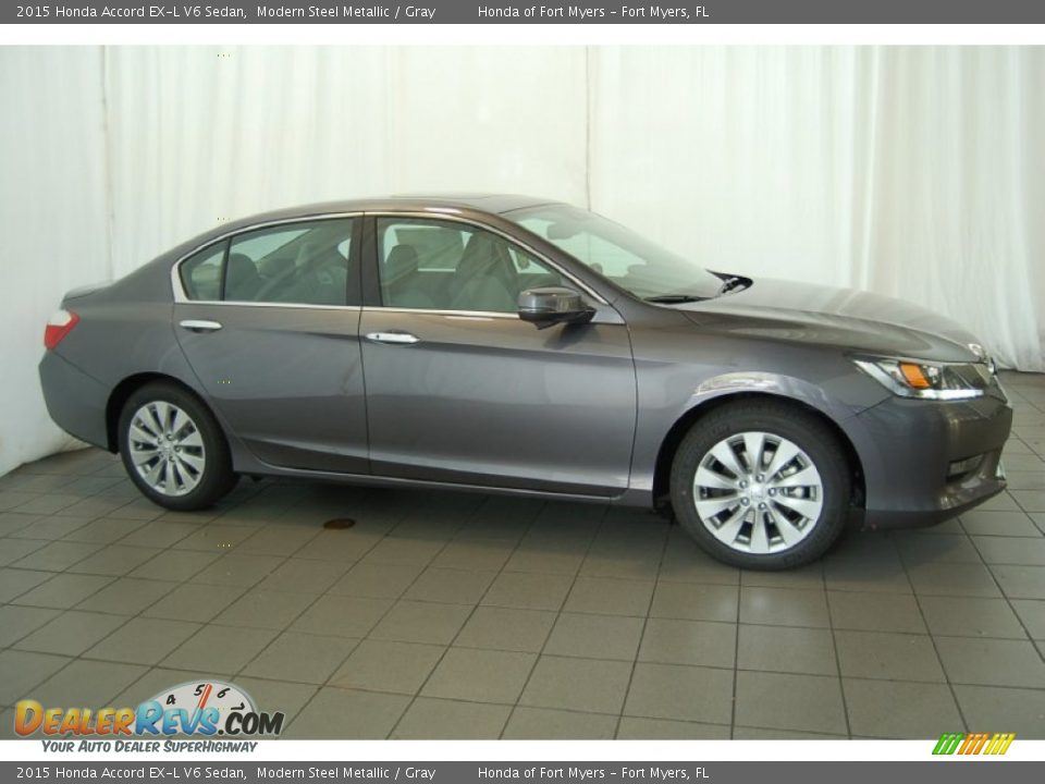 2015 Honda Accord EX-L V6 Sedan Modern Steel Metallic / Gray Photo #5