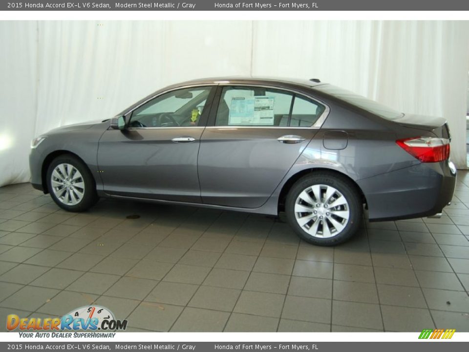 2015 Honda Accord EX-L V6 Sedan Modern Steel Metallic / Gray Photo #10