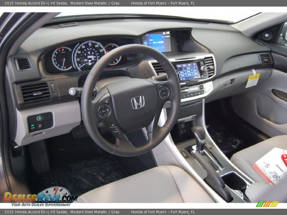 2015 Honda Accord EX-L V6 Sedan Modern Steel Metallic / Gray Photo #12