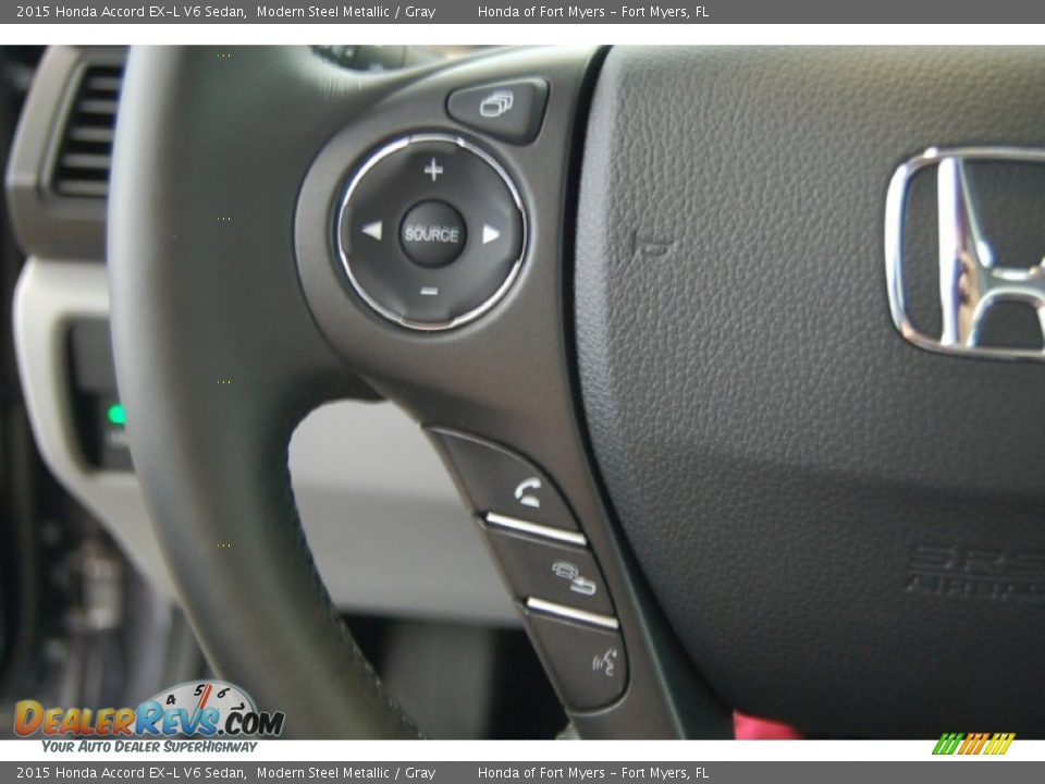 2015 Honda Accord EX-L V6 Sedan Modern Steel Metallic / Gray Photo #19
