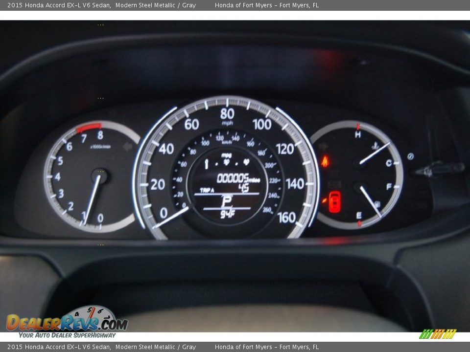 2015 Honda Accord EX-L V6 Sedan Modern Steel Metallic / Gray Photo #29