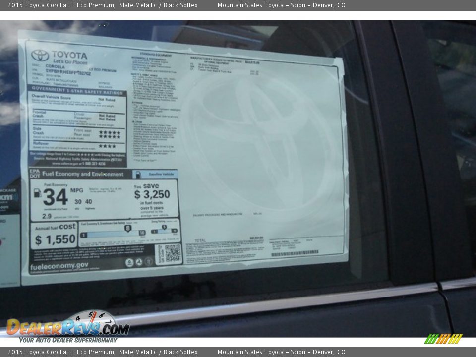 2015 Toyota Corolla LE Eco Premium Slate Metallic / Black Softex Photo #10