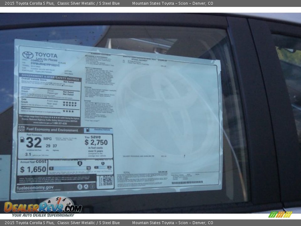 2015 Toyota Corolla S Plus Window Sticker Photo #10