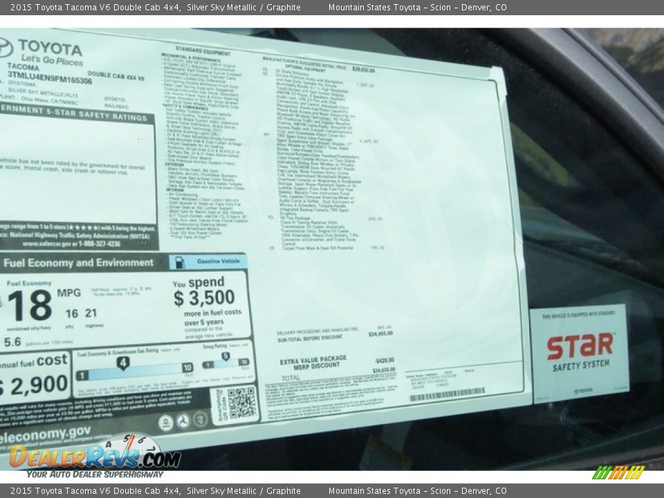 2015 Toyota Tacoma V6 Double Cab 4x4 Silver Sky Metallic / Graphite Photo #10