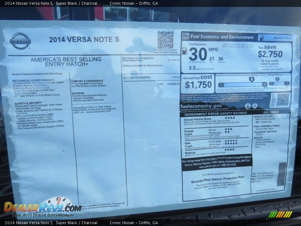 2014 Nissan Versa Note S Super Black / Charcoal Photo #12