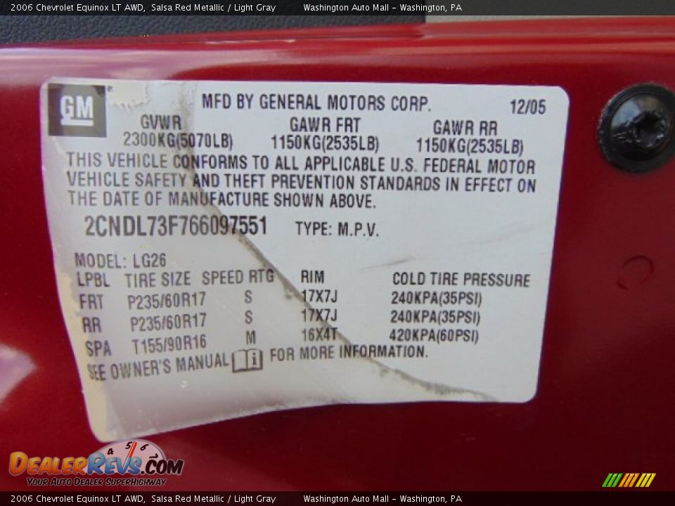 2006 Chevrolet Equinox LT AWD Salsa Red Metallic / Light Gray Photo #19