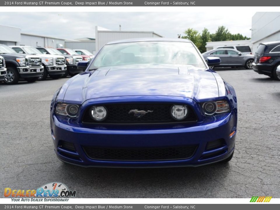 2014 Ford Mustang GT Premium Coupe Deep Impact Blue / Medium Stone Photo #4